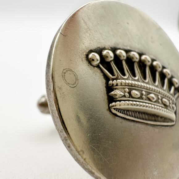 Cufflinks Crafted from Antique French Buttons Featuring a Regal Crown Design - Picture 6 of 13
